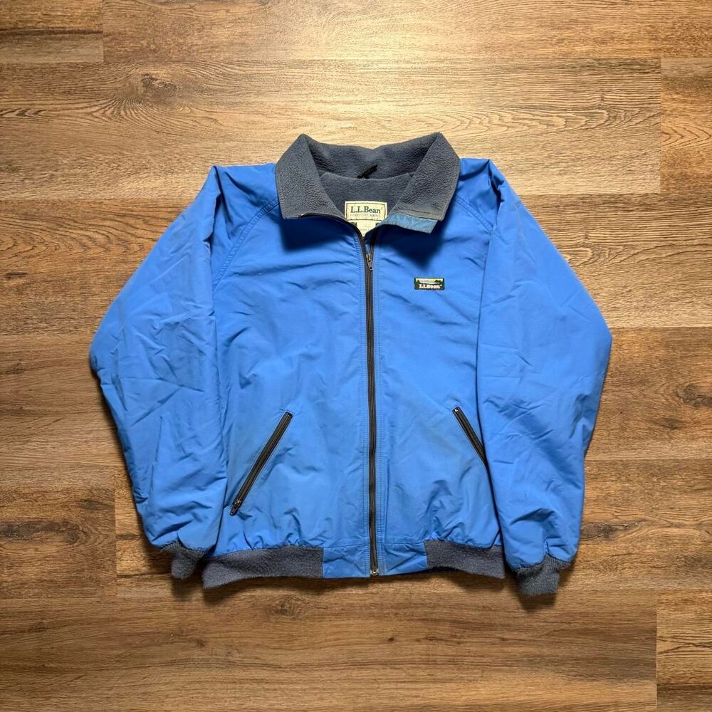 Vintage 80’s L.L. Bean Jacket Mens Large Tall Blue Fleece Lined Bomber Full Zip